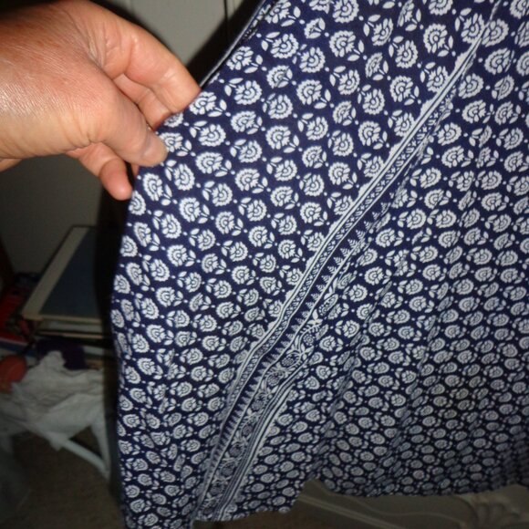 Fashion Fuse A-Line Sundress S Sleeveless Button Closure Floral Navy/White Pocke - Picture 6 of 13